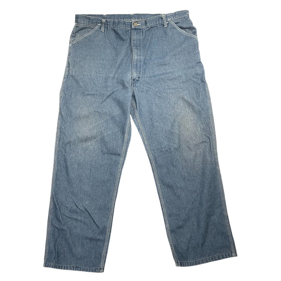 VTG Sears Roebucks Wear Tuff Carpenter Jeans Baggy Wide Leg Men Sz 46x32 Hip Hop - Picture 2 of 9